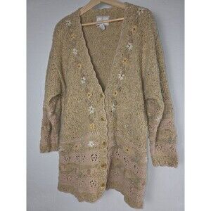 Vintage Cottagecore Express Tricot Handknit Angora Rabbit Blend Cardigan Beige